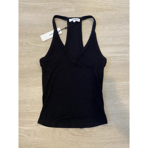 NWT JOAH BROWN Black V-Neck Racerback Tank XS/S Ribbed Sexy USA Designer Casual - Picture 3 of 9